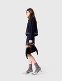 Sơ mi MAJE navy cổ bẻ cườm đá (có set)
