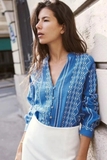 Sơ mi ZARA linen thêu chỉ nổi