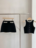 Chân váy SANDRO đen hoa trắng nổi ( CÓ SET )