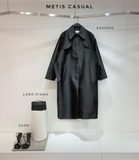 Trencoat Sandro đen kèm belt