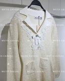 Váy SELF PORTRAIT bling cổ nơ trắng