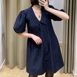 Váy SANDRO navy dập ly