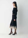 Chân váy ARITZIA lụa cải ren 2 màu