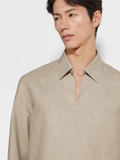 Sơ mi ZEGNA linen cổ V túi ngực