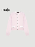 Cardigan MAJE hồng viền trắng