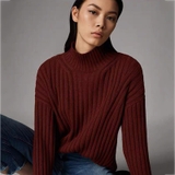 Áo len nâu vặn thừng Massimo Dutti cổ đứng