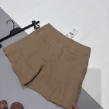 Quần short MANGO linen nâu xếp ly