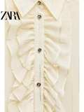 Sơ mi Zara voan tơ bèo cổ