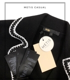 Cardigan Maje đen viền trắng