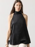 Áo MASSIMO DUTTI lụa satin nơ cổ