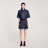 Áo SANDRO jeans viền chỉ vàng ( có set )