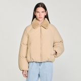 Áo khoác SANDRO nâu cổ lông siêu nhẹ