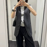 Áo gile COS kẻ dáng xuông
