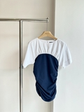 Áo MAJE trắng cải navy chun thân