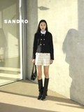 Áo khoác SANDRO navy 6 khuy cổ dựng chun