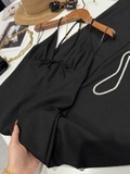 Váy yếm BERSHKA linen đen