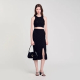 Áo sát nách SANDRO đen len móc ( có set )