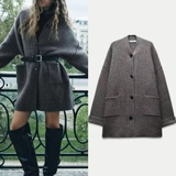 Áo len ZARA ghi dáng dài túi 2 bên