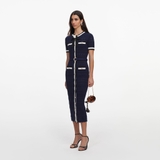 Váy SELF PORTRAIT navy cộc nơ cổ kèm belt