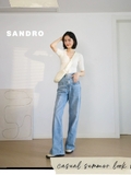 Áo SANDRO khuy dọc tay lỡ