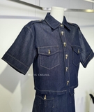 Áo SANDRO jeans viền chỉ vàng ( có set )