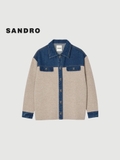 Áo khoác SANDRO len mịn cải jean