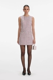Váy SELF PORTRAIT sát nách tweed hồng