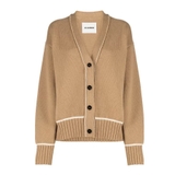 Cardigan Jil Sander nâu viền trắng