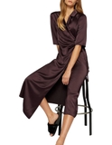 Váy HUGO BOSS lụa vạt chéo nâu đậm
