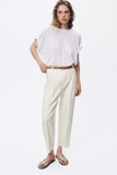 Quần ZARA bagy trắng kèm belt