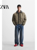 Áo khoác ZARA MAN rêu cổ lông chun gấu