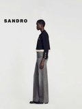 Áo khoác SANDRO chân lụa kem