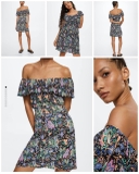 Váy midi MNG họa tiết trễ vai dư xịn