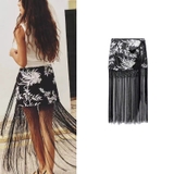 Chân váy Zara thêu, tua rua