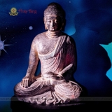 Tượng Đức Bổn Sư Thích Ca thiền định đá xanh nguyên khối xưa sưu tầm theo phong cách Đông Ngụy/Bắc Tề