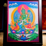 Thangka Đức Tara xanh 22x29