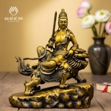 Tượng Văn Thù Sư Lợi Bồ Tát Cưỡi Sư Tử Đồng Việt Nam Cao 40cm