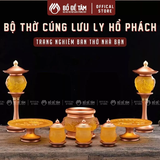 Trọn Bộ Thờ Cúng Lưu Ly Vàng Hổ Phách Chân Đồng Cao Cấp