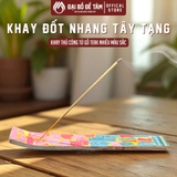 Khay Đốt Nhang Cây Thủ Công Tây Tạng Gỗ Teak Họa Tiết Hoa Văn