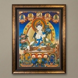 Tranh Thangka Bồ Tát Tara Trắng – Bạch Độ Mẫu Ngũ Phương Phật | Pháp Tạng