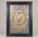 Tranh Thangka Bổn Sư Thích Ca Vẽ Bạc Tu Viện Gompa 90x120cm | Pháp Tạng