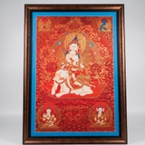 Tranh Thangka Đức Phổ Hiền Bồ Tát Nền Đỏ 91x66cm | Pháp Tạng