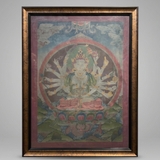 Tranh Thangka Đức Chuẩn Đề Bồ Tát – Vẽ Tay Tu Viện Gompa Nepal 87×67cm | Pháp Tạng