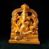 Tôn Tượng Bồ Tát Hoan Hỷ Thiên Ganesha Đá Nguyên Khối Dát Vàng 24K Cao 58cm