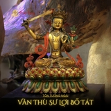 Tượng Đức Văn Thù Sư Lợi đồng Pháp Lam 32cm
