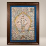 Tranh Thangka Bồ Tát Quan Âm Thập Nhất Diện Dát Bạc 94x124cm | Pháp Tạng