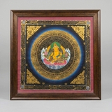 Tranh Thangka Mandala Đức Hoàng Thần Tài Vẽ Vàng 89x89cm | Pháp Tạng