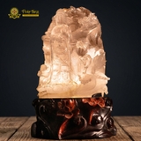 Tượng Quán Thế Âm Bồ Tát Thạch Anh Tóc Trắng Nguyên Khối Độc Bản 53cm