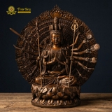 Tượng Quán Thế Âm Thiên Thủ Thiên Nhãn Đồng Nguyên Khối 60cm