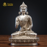 Tượng Phật Thích Ca Mâu Ni Đồng Mạ Bạc Ấn Ấn Thuyết Pháp 22cm